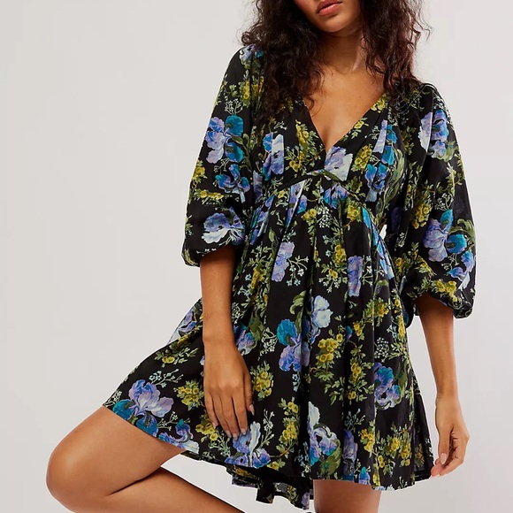 NEW Free People Beck Mini Dress In Black Combo - Picture 13 of 14